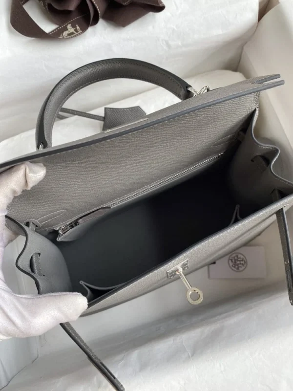 Hermes Kelly 25 Bag In Dark Grey Epsom Leather For Women 25cm/10in