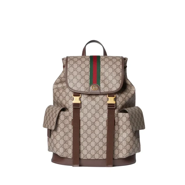 1-4-07105aaeb896.webp Gucci Ophidia Large Backpack 839110 Beige And Dark Brown 35cm/13.8in