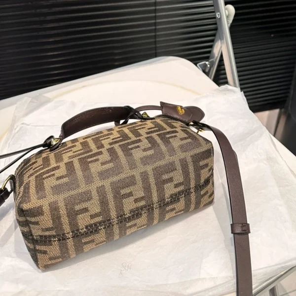 100-9-b621cc65c5e8.webp Fendi By The Way Soft Medium Brown Ff Jacquard Fabric Bag 27Cm