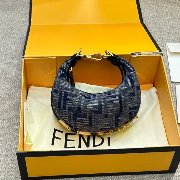 102-12-89d02c9b0164.webp Fendi Fendigraphy Mini Blue Chenille Mini Bag 18Cm