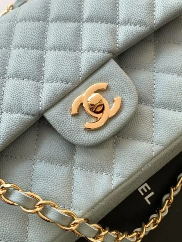 10321004-8471a2e6f0a5.webp Chanel Classic Flap Bag 25 cm Light Blue Caviar Gold-Tone Hardware A01112, Designer Handbags, Women’s Purse, luxury bags, Chanel bags