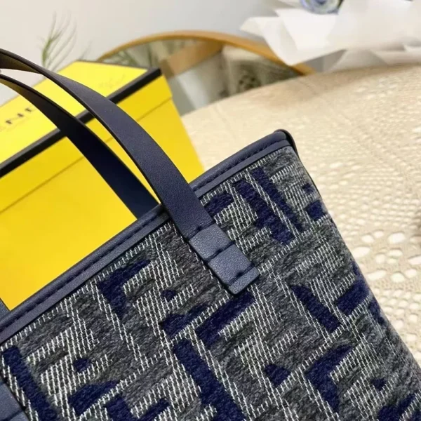 106-10-88e225398971.webp Fendi Roll Mini Ff Chenille Bag Dark Blue 16Cm
