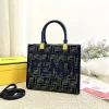 111-13-fdf6ab086d5c.webp Fendi Sunshine Small Ff Chenille Shopper Dark Blue 26Cm