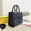 112-10-c28d6e46c500.webp Fendi Sunshine Small Ff Chenille Shopper Dark Blue 26Cm