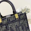 114-9-4f309eeb80b0.webp Fendi Sunshine Small Ff Chenille Shopper Dark Blue 26Cm