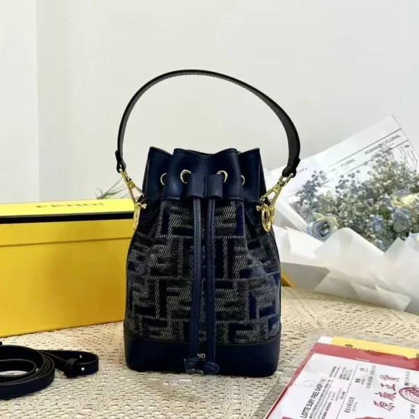 Fendi Mon Tresor Ff Chenille Mini Bag Dark Blue 21Cm