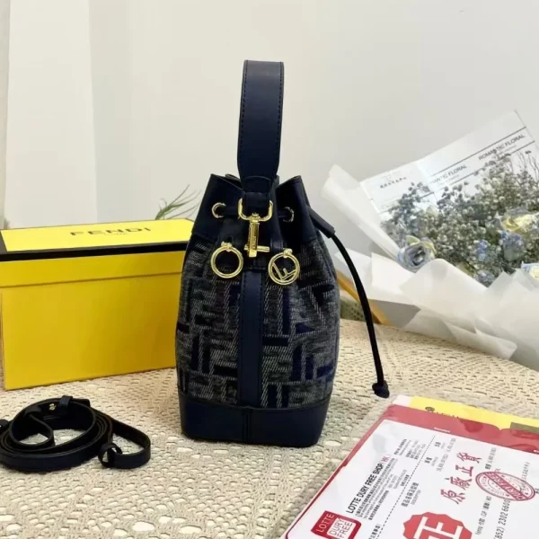 Fendi Mon Tresor Ff Chenille Mini Bag Dark Blue 21Cm
