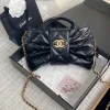 Chanel Bow Chain Shoulder Bag Black 26cm/10.2in