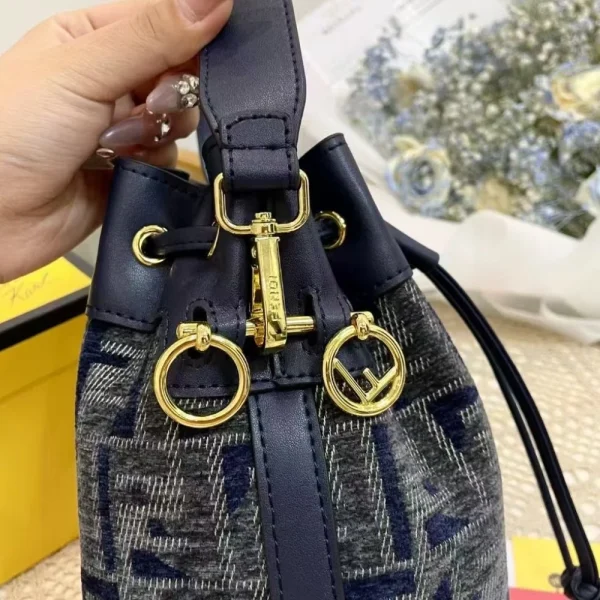 Fendi Mon Tresor Ff Chenille Mini Bag Dark Blue 21Cm