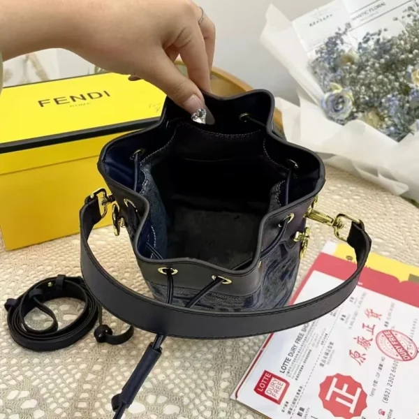 Fendi Mon Tresor Ff Chenille Mini Bag Dark Blue 21Cm