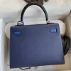 Hermes Kelly 25 Bag In Navy Blue Epsom Leather For Women 25cm/10in