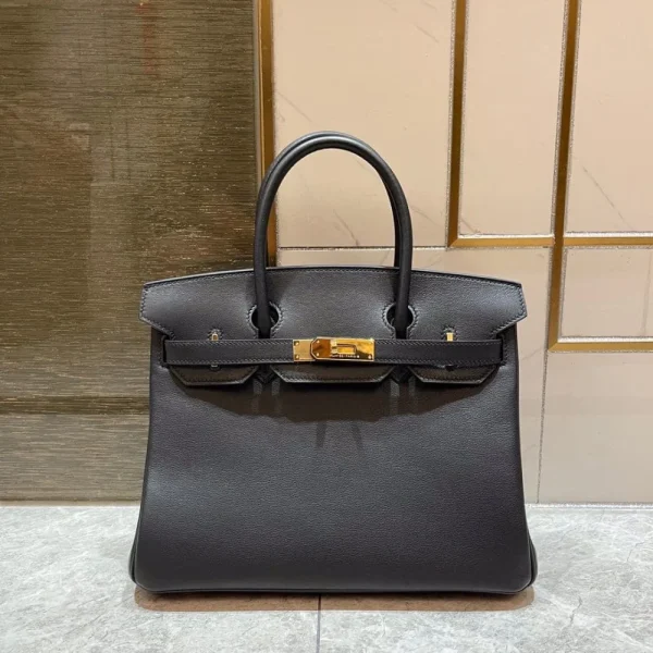 Hermes Birkin 25Cm Black Swift Leather Gold Hardware