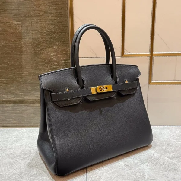 Hermes Birkin 25Cm Black Swift Leather Gold Hardware