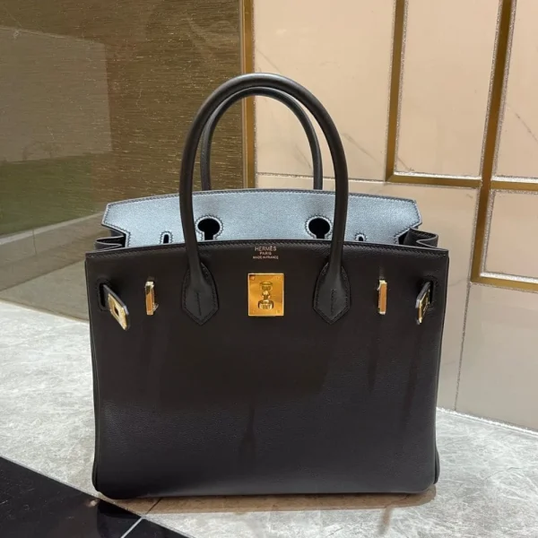 Hermes Birkin 25Cm Black Swift Leather Gold Hardware