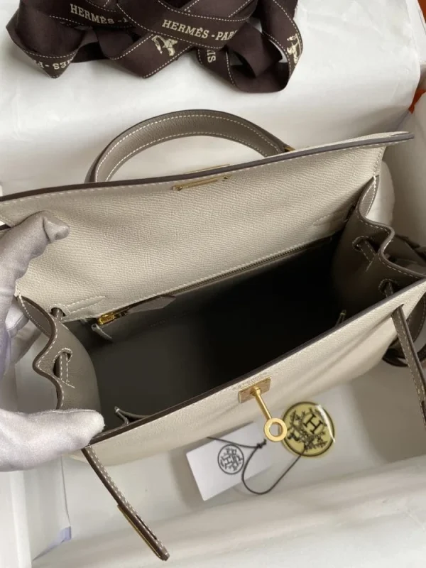 Hermes Kelly 25 Bag In Ivory Beige Epsom Leather For Women 25cm/10in