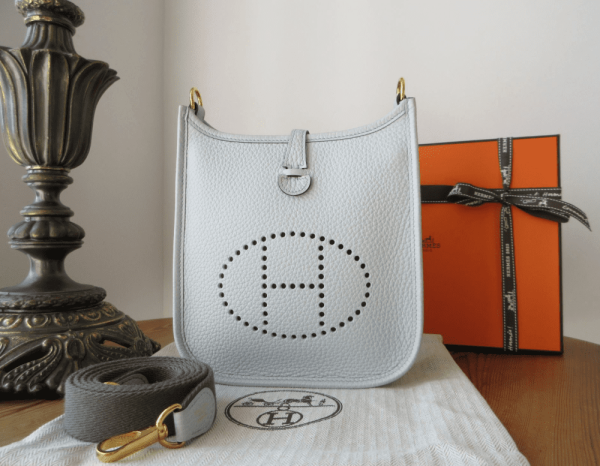 Hermes Evelyne Mini Amazone 16 in Bleu Shiny Gold Hardware 18cm