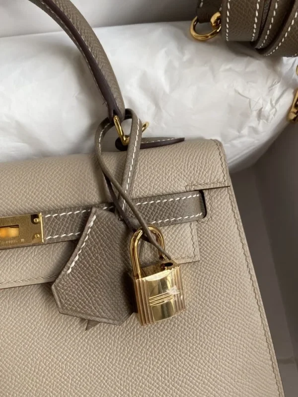 Hermes Kelly 25 Bag In Light Beige Epsom Leather For Women 25cm/10in