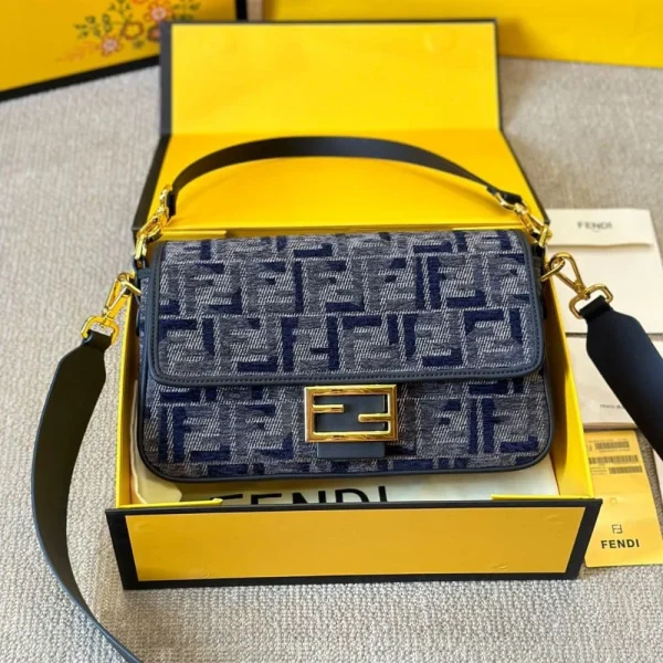 219-3-9fe7cc2dbe4b.webp Fendi Baguette Ff Chenille Bag Dark Blue 27Cm