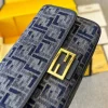 220-3-e920aec88167.webp Fendi Baguette Ff Chenille Bag Dark Blue 27Cm