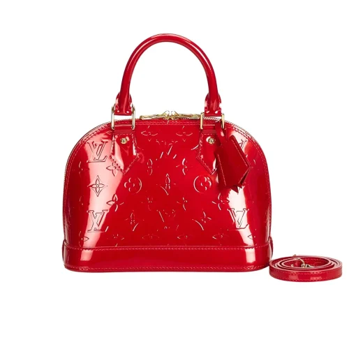 245-4-03ecac7e60c5.webp Louis Vuitton Alma Bb Monogram Vernis Leather Red 23Cm, Designer Handbags, Womens Purse, luxury bags