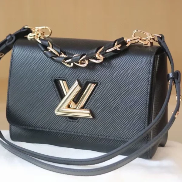 260-3-a162e3d85792.webp Louis Vuitton Twist Mm Cowhide Leather Handbag Black 23Cm, Designer Handbags, Womens Purse, luxury bags