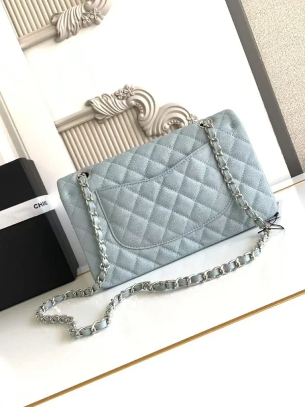 30379c88-0ae00d6a209f.webp Chanel Classic Flap Bag 25 cm Light Blue Caviar Silver-Tone Hardware A01112, Designer Handbags, Women’s Purse, luxury bags, Chanel bags