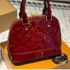 334-2-6df6b72dca8a.webp Louis Vuitton Alma Bb Monogram Vernis Leather Dark Red 23Cm, Designer Handbags, Womens Purse, luxury bags