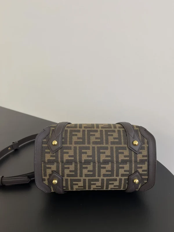 337ecf12-2a2294621204.webp Fendi Boston 365 Brown Ff Jacquard Fabric Bag 27.5 Cm
