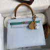 Hermes Kelly 25 Bag In Turquoise Epsom Leather For Women 25cm/10in