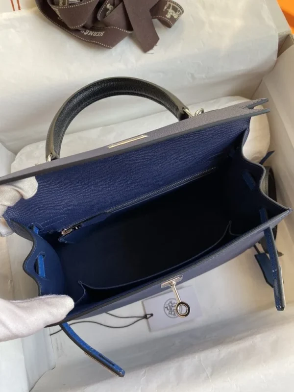 Hermes Kelly 25 Bag In Navy Blue Epsom Leather For Women 25cm/10in