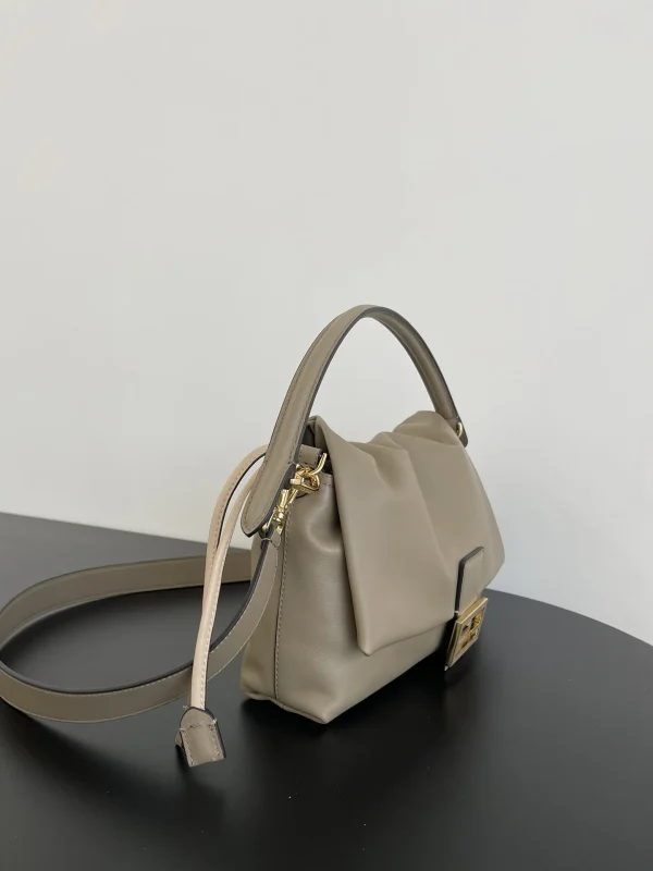 Fendi Mamma Baguette Medium Dove Grey Nappa Leather Bag 26.5cm