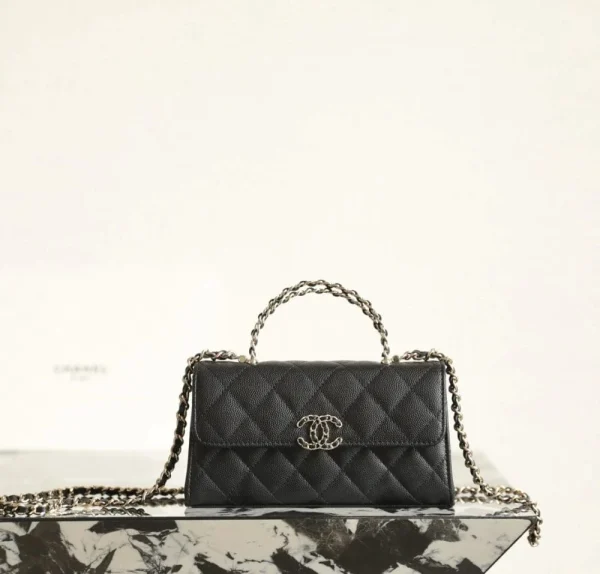 3dcade22-6f7dfb6cb511.webp Chanel Caviar Quilted Chain Top Handle Phone Holder With Chain Black 18cm, Designer Handbags, Women’s Purse, luxury bags, Chanel bags