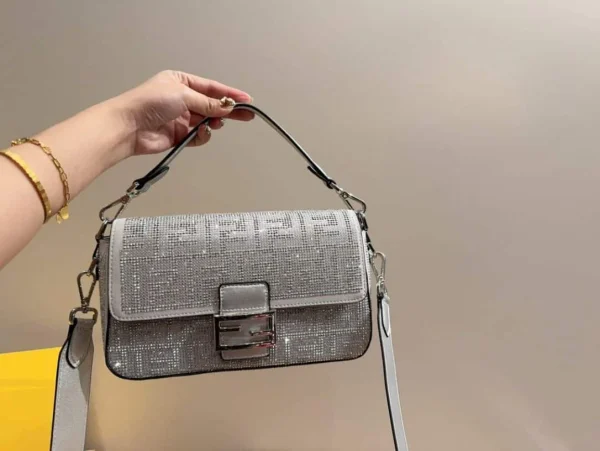 4-6467f84d2629.webp Fendi Baguette Silver Crystal Trim 25Cm