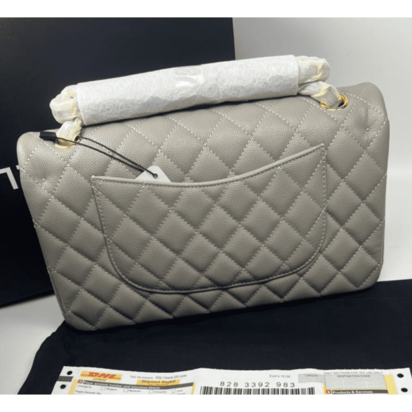 4-64c90cc03644.webp Chanel Classic Flap Bag 25 cm Grey- Gold Tone Hardware A01112, Designer Handbags, Women’s Purse, luxury bags, Chanel bags