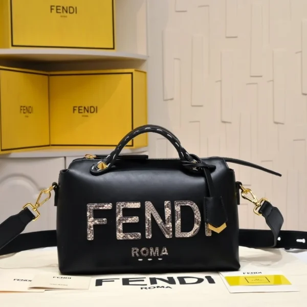 403-4-a81a8fec6f50.webp Fendi By The Way Medium Boston Bag Elaphe Black 27cm
