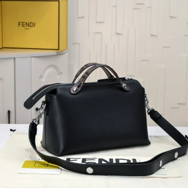 408-3-a90f79aa6d22.webp Fendi Women By The Way Regular Leather Boston Bag Black 28Cm