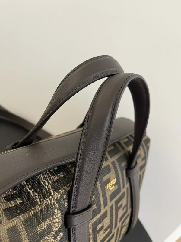 41201094-07ced56eb29d.webp Fendi Boston 365 Brown Ff Jacquard Fabric Bag 27.5 Cm