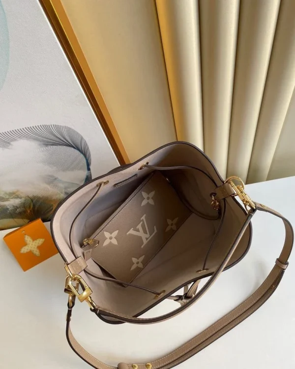 Louis Vuitton Nono Mm Bicolor Monogram Empreinte Leather Women Handbags Dove/Cream 26cm/ 10.2in, Designer Handbags, Womens Purse, luxury bags