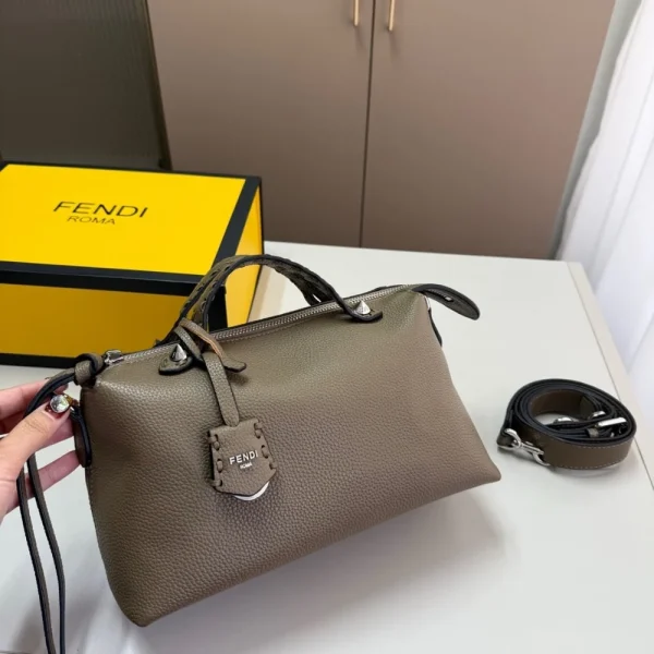 496-2-8d93834dd38a.webp Fendi By The Way Medium Leather Boston Bag Brown 20Cm