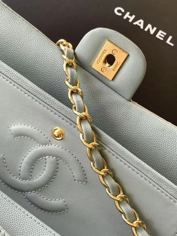4b750c9c-d1cc9baf997b.webp Chanel Classic Flap Bag 25 cm Light Blue Caviar Gold-Tone Hardware A01112, Designer Handbags, Women’s Purse, luxury bags, Chanel bags