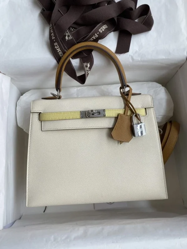 Hermes Kelly 25 Bag In Off White Epsom Leather For Women 25cm/10in