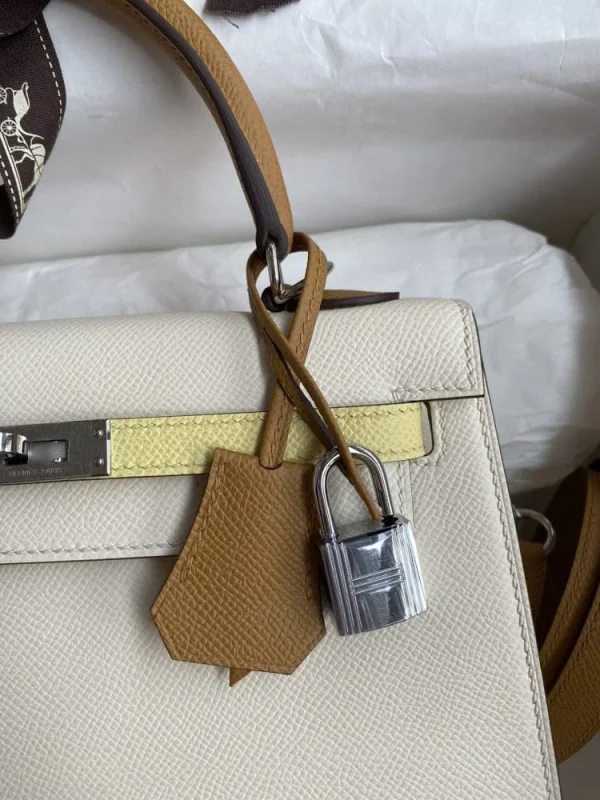 Hermes Kelly 25 Bag In Off White Epsom Leather For Women 25cm/10in