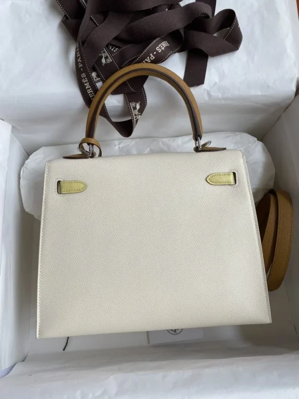 Hermes Kelly 25 Bag In Off White Epsom Leather For Women 25cm/10in