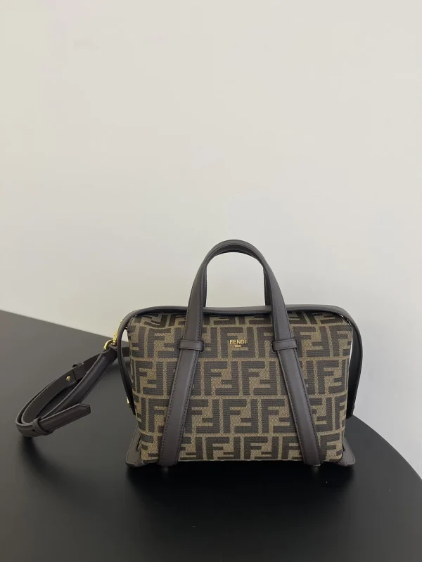 59d691fc-6ed356f17fe1.webp Fendi Boston 365 Brown Ff Jacquard Fabric Bag 27.5 Cm