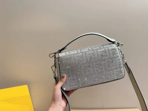 6-1-e1f20eaa4d01.webp Fendi Baguette Silver Crystal Trim 25Cm