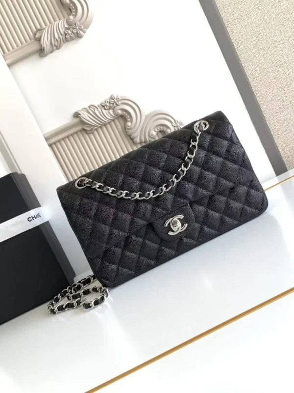 6740cbe1-2d7b825f45f9.webp Chanel Classic Flap Bag 25 cm Black – Silver Tone Hardware A01112, Designer Handbags, Women’s Purse, luxury bags, Chanel bags
