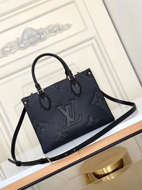 6aa77d35-ef34d602367a.webp Louis Vuitton Onthego PM Monogram Empreinte Handbag Black 25cm M45653, Designer Handbags, Womens Purse, luxury bags