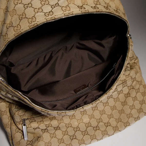 7-1-1-75687e45966f.webp Gucci Large Gucci Tag Backpack 875226 Sand And Dark Brown 34cm/13.4in