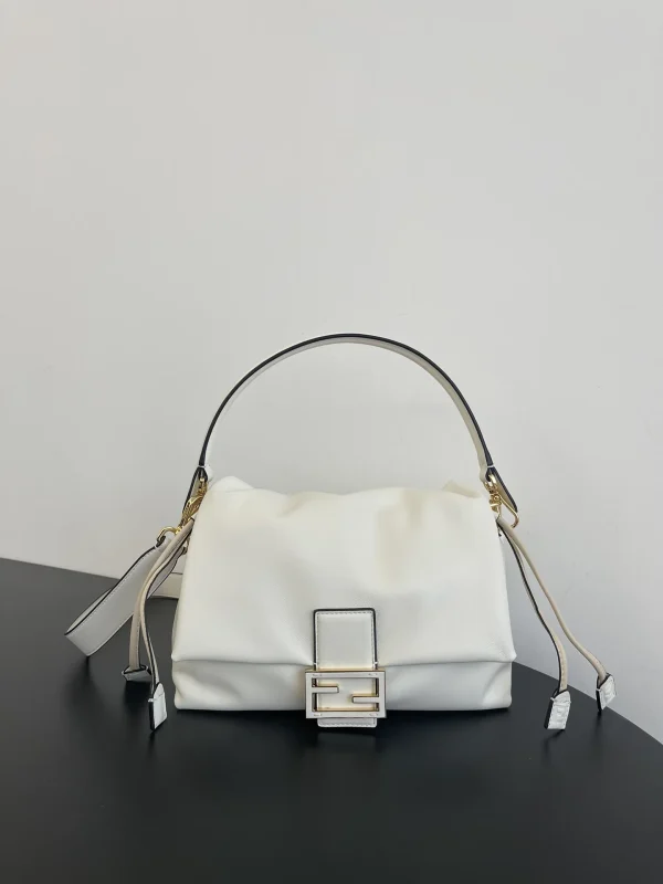Fendi Mamma Baguette Medium Matcha White Nappa Leather Bag 26.5cm