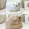 73-1-8cf89defeb1b.webp Chanel 22 Mini Handbag Shearling &Amp; Gold Tone Metal White 20Cm/7.9in, Designer Handbags, Women’s Purse, luxury bags, Chanel bags